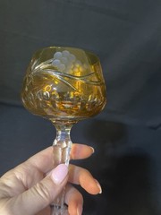 Lausitzer Hock 8” Wine Glass Clear Cut Crystal Hand Blown Vintage