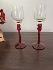 Set of 2 Godet Belgian White Chocolate Cordial Glasses red stem