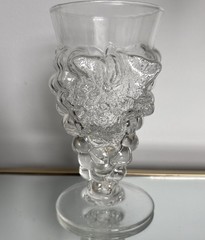 Rare Vintage Mold Blown Grape Bunch & Leaves Tea Tumbler Glass Clear Cup MCM Cup