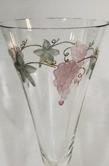 Set of 2 Romania GRAPE FOLIAGE Art Glass 11 1/2″ CHAMPAGNE FLUTE