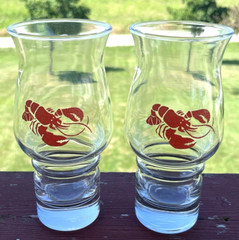 Red Lobster Collectible Hurricane Drinking Glass 6 3/4″ Tall, Set of 2
