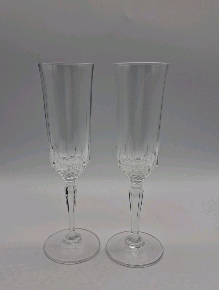St. George Crystal American Heritage Champagne Flute 8 3/8” Tall Set Of 2