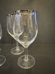 Johann Haviland (4) Clear Crystal Wedding Ring 7.9oz Wine/Goblet W Platinum Trim