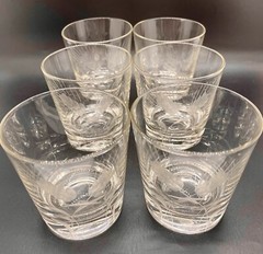 Noritake Sasaki Etched Wheat Motif Old Fashion Rocks Glasses Set/6