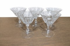 Elegant! Cambridge Rose Point Crystal Martini Champagne Glasses 1930s Set of 5