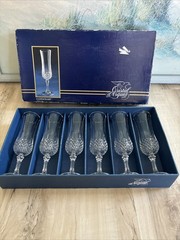 6 Cristal D’Arques Longchamp Lead Crystal Champagne Flutes 14.5cl/4.9oz France