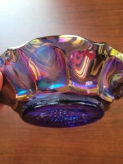 Super Scarce Electric Blue Imperial Carnival Glass Heavy Grape Bowl BUY IT!!