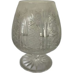 Vintage Cut Crystal Brandy Snifter Glass Hobstar Pinwheel Barware Cognac Clear