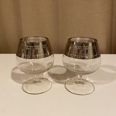 Vintage Preziosi Crystal Glasses w/ Silver Rim Greek Key Murano Medici Italy