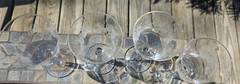 6 RARE Vintage Etched Wine Glasses Flower Leaf Depression Green Glow 8″ FREESHIP