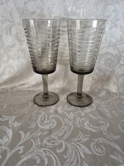 Pfaltzgraff Smoked Bronze Etched «Matika Granite» Stemmed Water Goblets, Set/2