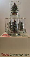 Spode Christmas Tree Double Old-Fashioned Glasses Set Of 4 USED