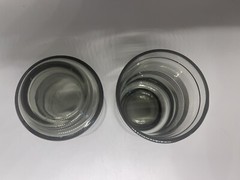 Libby Juice Glass Black Gray Stripes 1970s Smoke Gray 6oz Set Of 2
