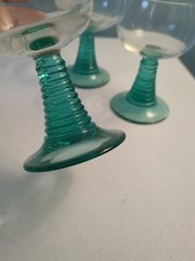 Luminarc Green /Teal Beehive Stem 4.5 Fluid Oz Small Wine Glasses – Set Of 3