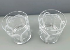 Set Of 2 Etched Rolf Palm Tree On The Rocks Glasses