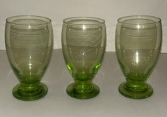 Cristar Copa Lexington Lime Green Footed Glasses Water Wine Goblets SET of 3