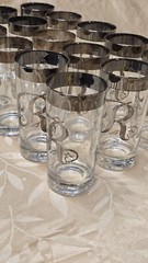 Set Of 16 Vintage Dorothy Thorpe Silver Rim Highball Glasses Scroll R Monogram