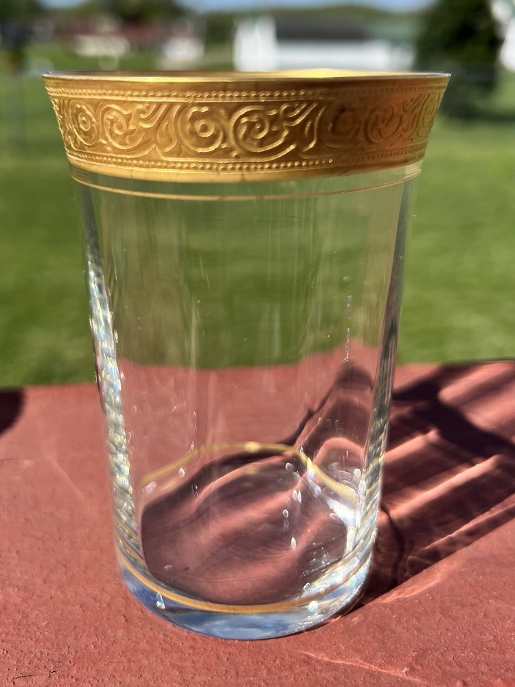 Tiffin Franciscan Vintage Gold Rim Minton Clear Pattern 9 Ounce Flat Tumbler