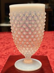1930/40s Vtg Duncan Miller Pink Opalescent Hobnail Footed Tumbler Glasses 4 Pc
