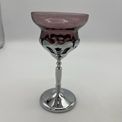 Stemmed Farber Bros Krome Kraft Cambridge Glasses Amethyst Green Amber Set of 4