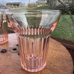 Set 4 Queen Mary Anchor Hocking Pink Depression Drinking Glass tumbler vintage