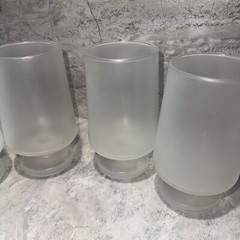 Vintage White Frosted Footed Glass Goblet 6” MCM