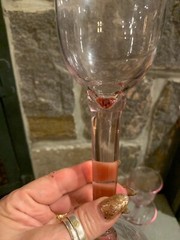 3 Vintage Tall Stemmed Pink Glass Goblets Flare Top Mouth Blown Choice Of 2Sizes
