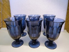 6 Noritake Provincial 6 1/2″ Dark Blue Ice Tea Water Wine Goblets Glasses Set