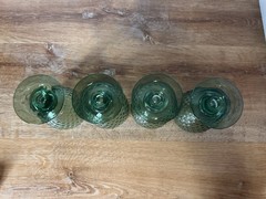 Villeroy & Boch Green Crystal Goblets Set of 4 Textured Wine Water Glasses