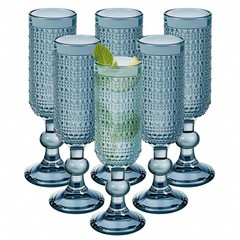 Graceful Vintage Champagne Flutes Set 6 Hobnail Glass Toasting Cups 140ml