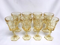 FOSTORIA Yellow Amber VIRGINIA 6” Wine Goblet Footed Stem 1 of 8 Discontinued