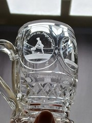 19th Century German Engraved Scenes & Sayings Cut Glass Mug / Stein C.1820-1830s