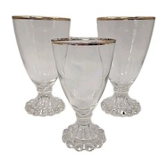 2 Berwick Gold Rimmed Boopie Water Glasses And 1 Juice Glass *CONDITION PHOTOS*