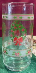 Vintage Indiana Glass Christmas Wreath, Holly & Berries Tumblers, Set of 4