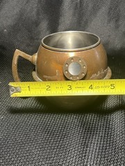 Vintage Reyka Vodka Copper Nautical Ship Porthole Cup Mug with Handle