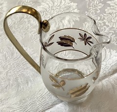 22 Pieces – Vintage Libby Frosted Golden Leaf Glass with Accessories