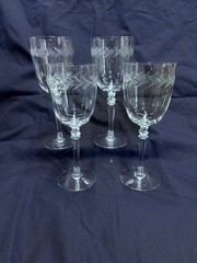 Vintage Etched Glass Water or Wine Goblets Set of 4