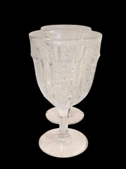Set 4 EAPG Paneled Cane or Diamond Point Glass Cordials 4 Inch