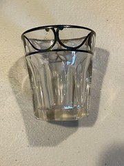 Clear Glass Shot Glass with Silver Overlay Unmarked Vintage