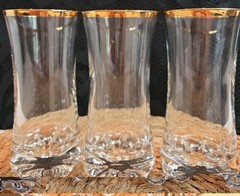 3 RARE Luigi Bormioli Crystal SCHUBERT 11 oz Tumblers w/ 24k Gold Top Trim Italy