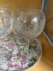 2 Waterford Water Wine Balloon Glass MILLENNIUM HAPPINESS CLEAR Butterfly Bow