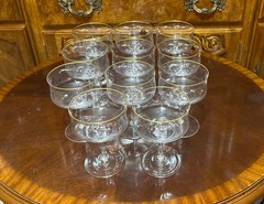 Set of 35 Lenox Crystal Glasses Intrigue Gold Trim 12 Wine 12 Water 11 Champaign