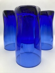 New Set of 4 Anchor Hocking Sybil Cobalt Blue Twisted Hexagon Base Glasses 15oz