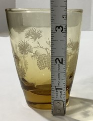 Amber Colored Drinking Glasses Tumblers Acorn Branch Design 3.4” Tall Lot Of 2