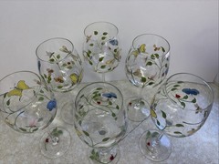 Gorgeous Lenox Butterfly Meadow Hand Painted Wine Glasses Water Goblets Set Of 6