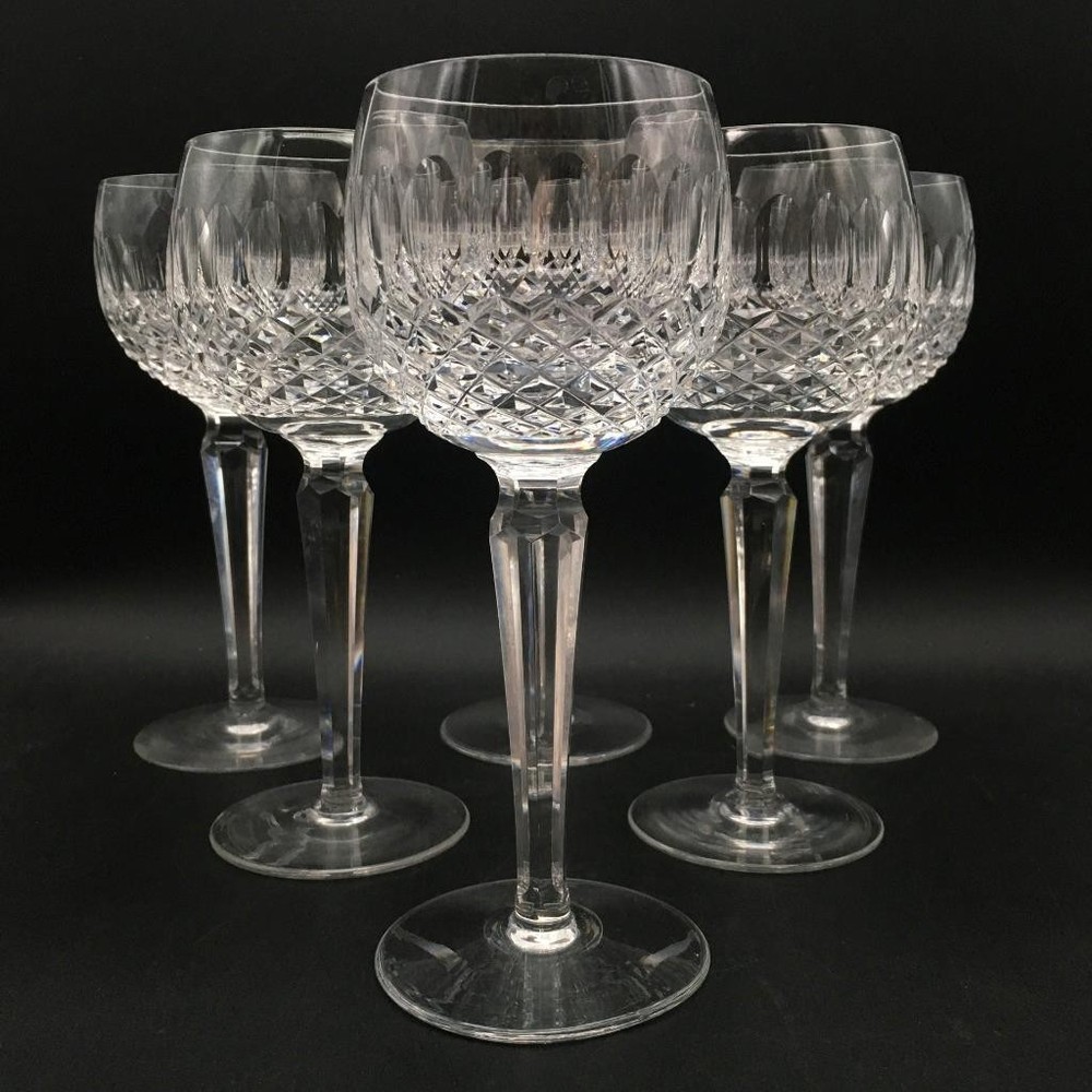 SET OF 6 WATERFORD COLLEEN CRYSTAL WINE HOCKS CR2386