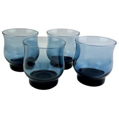 Vintage Libbey Tulip Dusky Blue Juice Glasses Set of 4 Old Fashioned 3.5″ 8 oz