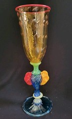 Robert Dane Citrine Tutti Frutti Hand Blown Studio Art Glass Wine Goblet SIGNED