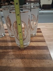 Vtg Libbey Glass Indian Warrior Set of 5 Tumblers Hi Ball Frosted Gold Trim