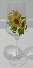 Signed PORTMEIRION Botanic Garden Pattern 9 3/4″ WINE GLASS 16oz ~ SUNFLOWER